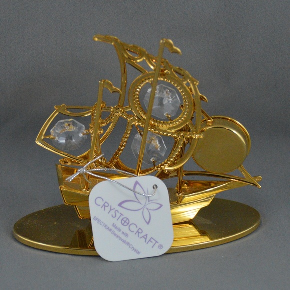 Crystocraft Pirate Ship Clock figurine w/ Swarovsk - Picture 5 of 7